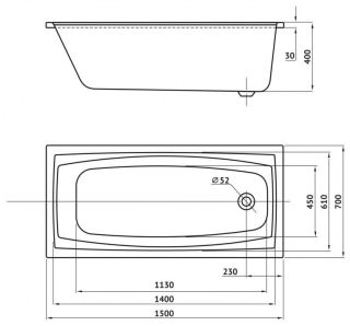 Акриловая ванна Berges Feya 170x70см белый 050012